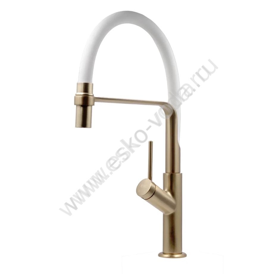 См-ль д/кухни, гибкий излив ,белый, Gold, арт. K50GW